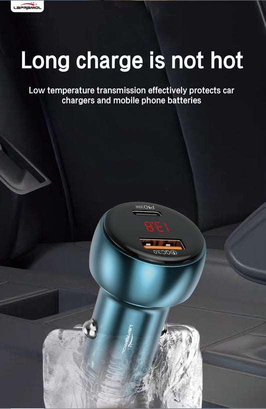 Lapramol LP-R22 48W PD Fast Car Charger (Dual USB-A + USB-C, High-Speed & Durable)