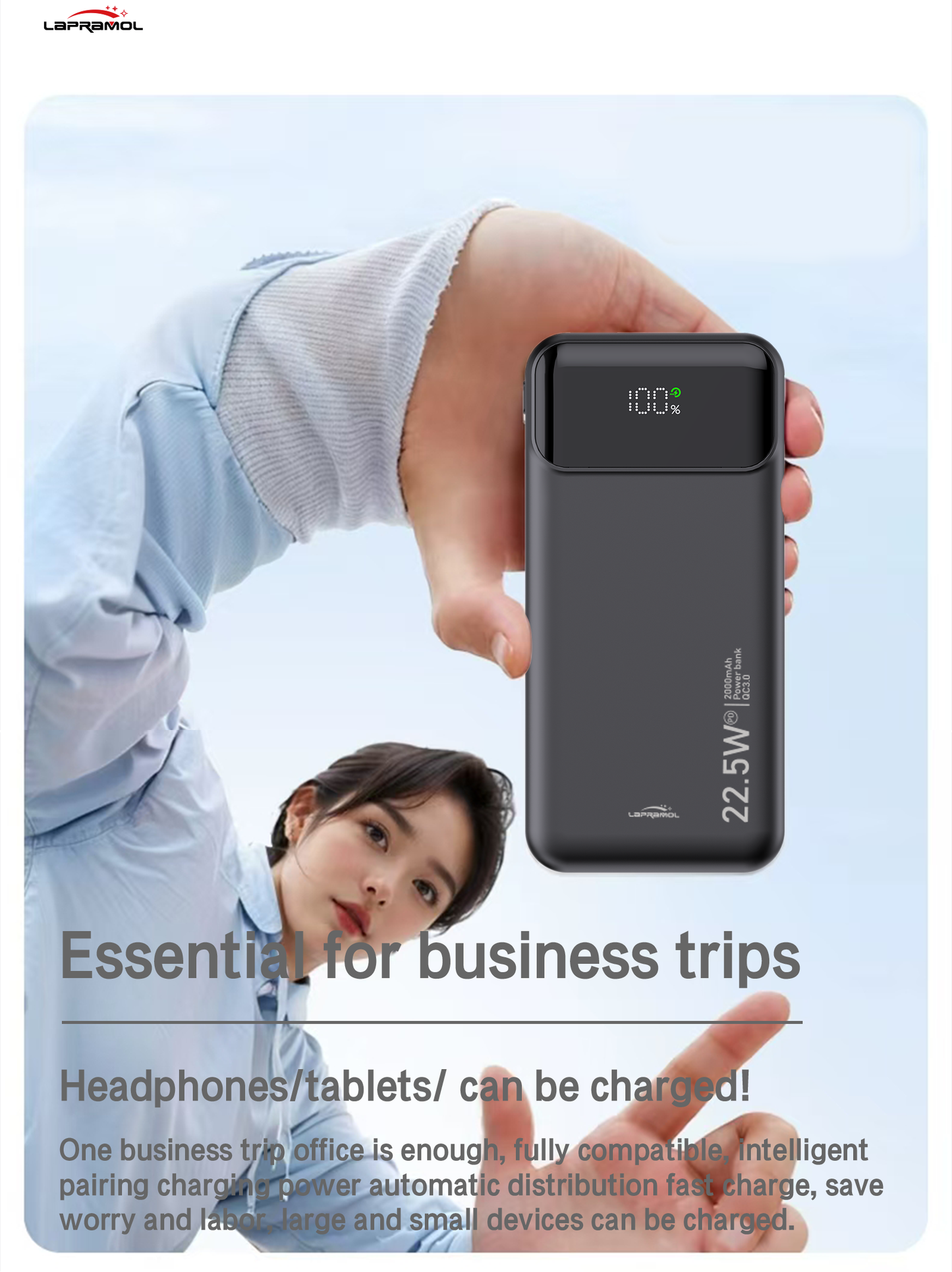 Lapramol LP-P3/4 Power Bank (10,000mAh & 20,000mAh, 27W Fast Charging, Built-In Cables & Display)