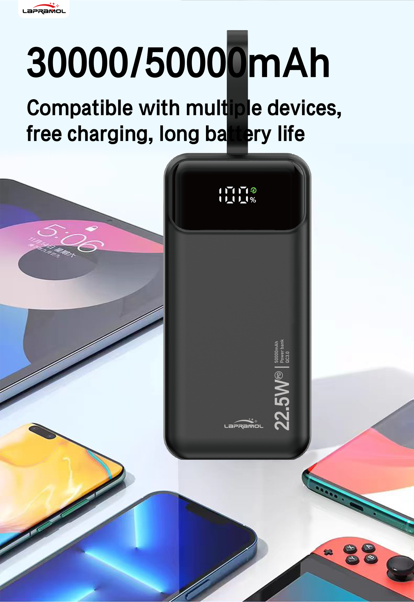 Lapramol High-Capacity Powerbank – 22.5 W Fast Charging, Digital Display