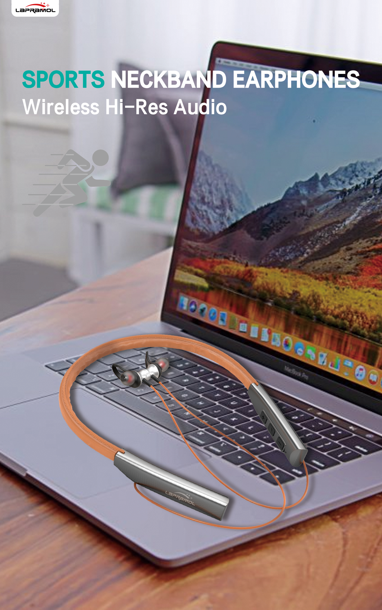 Lapramol LP-SP09 Sports Neckband Wireless Earphones (Bluetooth 5.3, 22H Playtime)